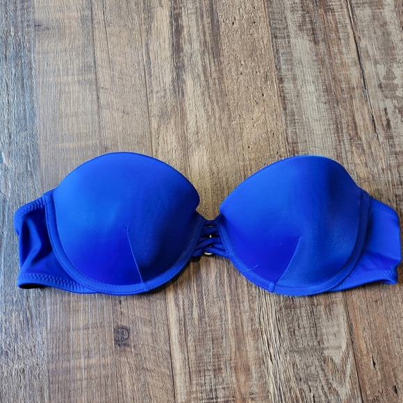 Victoria's Secret Royal Blue Push Up Strapless Bandeau Bikini Top - Picture 1 of 6